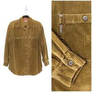 Y2K Unionbay Corduroy Shacket Shirt Mens M VTG Tan 00s Snap Front Skater